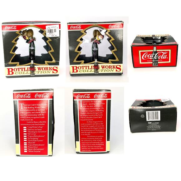 Vintage 90s Coca-Cola Christmas Ornaments Set of 2 | Bottling Works North Pole - Picture 9 of 11